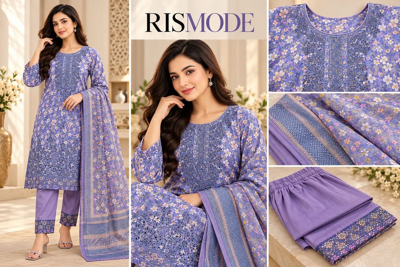Design 08 – Lavender Floral Cutwork 3 Piece – ল্যাভেন্ডার ফ্লোরাল কাটওয়ার্ক থ্রি পিস